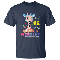 Cute Giraffe Autism T Shirt It's Ok To Be Different - Wonder Print Shop