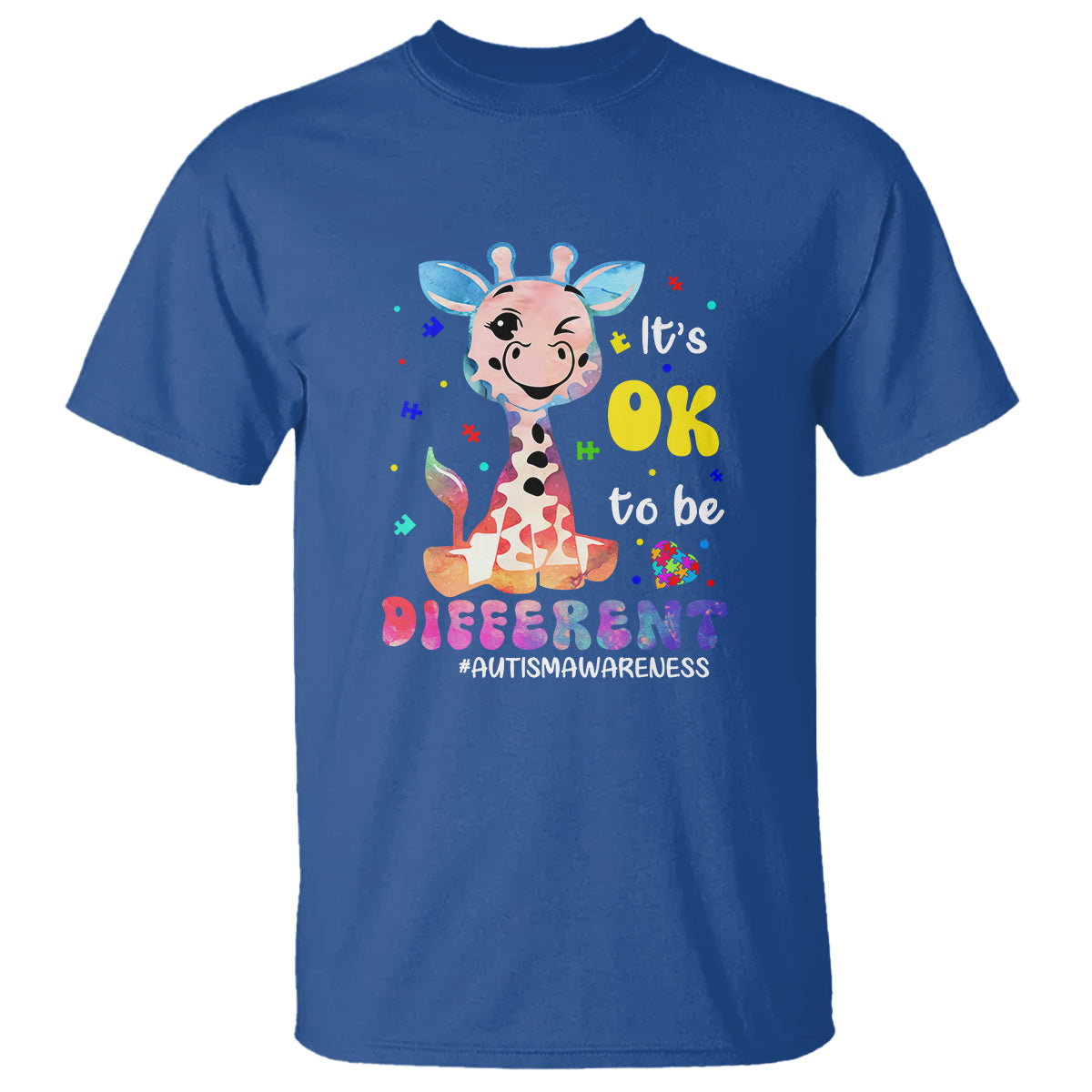 Cute Giraffe Autism T Shirt It's Ok To Be Different - Wonder Print Shop