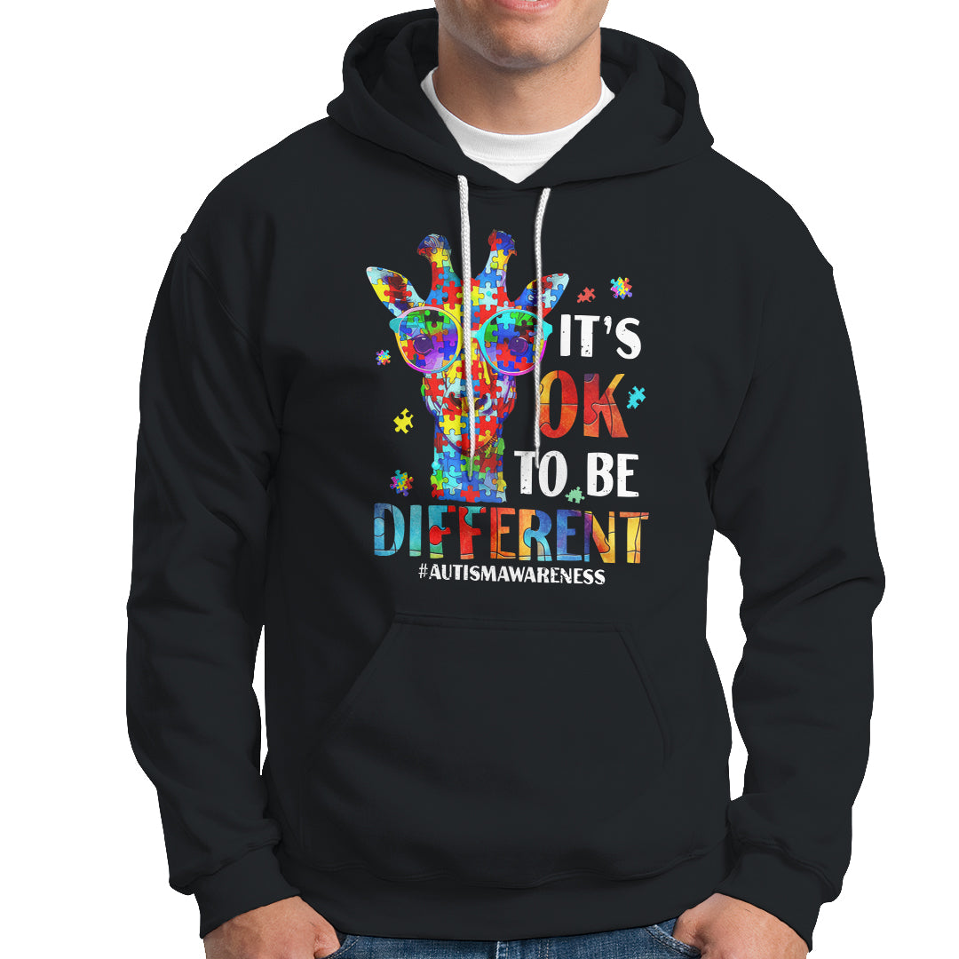 Cool Giraffe Autism Hoodie It's Ok To Be Different Jigsaw Puzzle - Wonder Print Shop