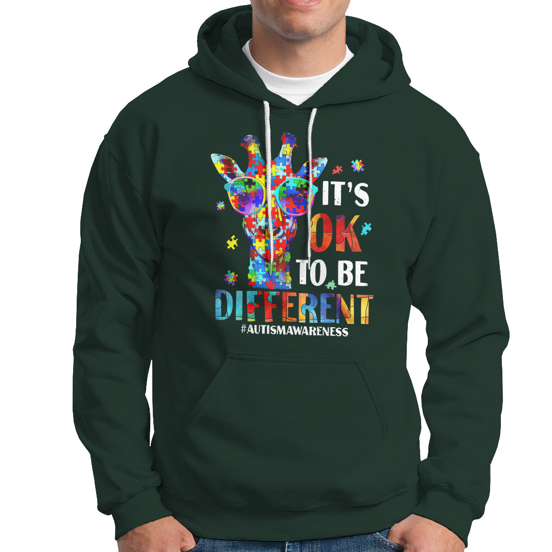 Cool Giraffe Autism Hoodie It's Ok To Be Different Jigsaw Puzzle - Wonder Print Shop
