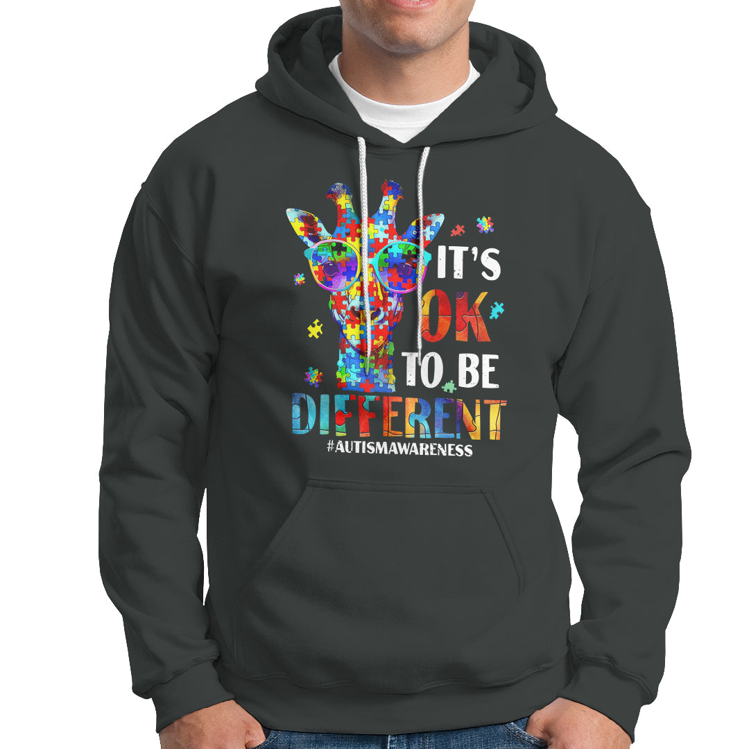 Cool Giraffe Autism Hoodie It's Ok To Be Different Jigsaw Puzzle - Wonder Print Shop
