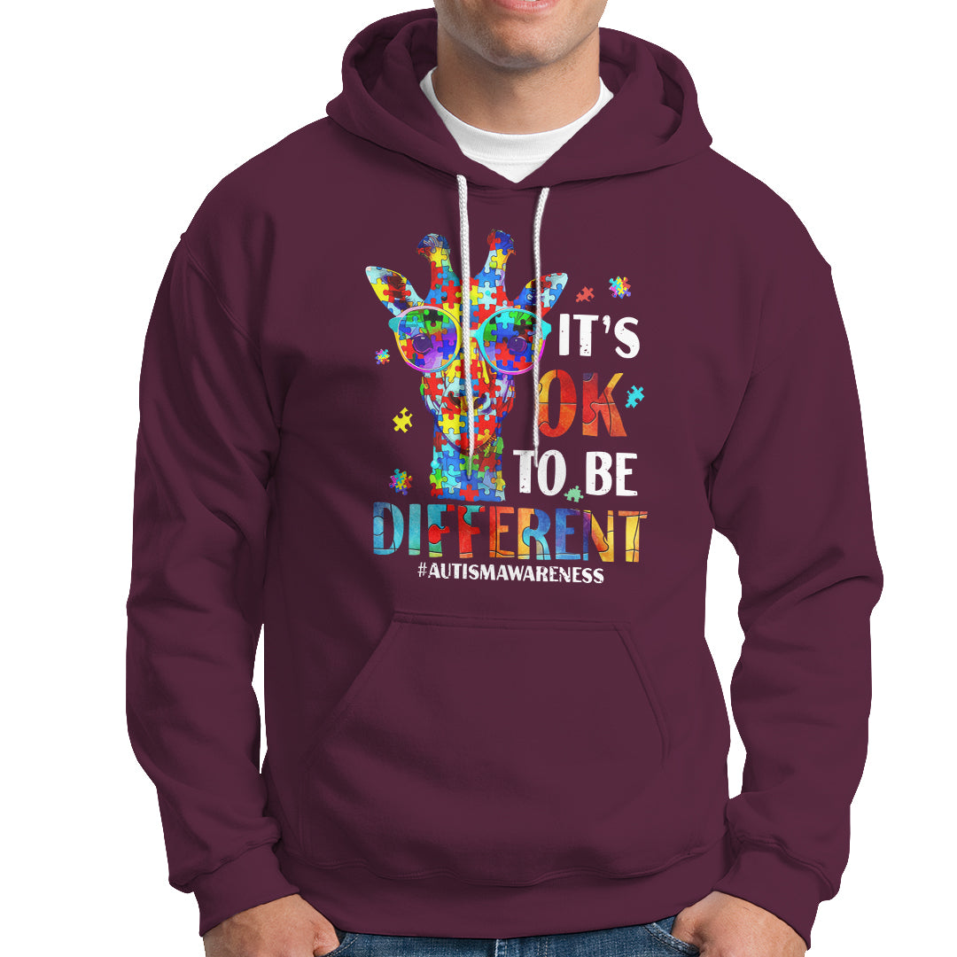 Cool Giraffe Autism Hoodie It's Ok To Be Different Jigsaw Puzzle - Wonder Print Shop