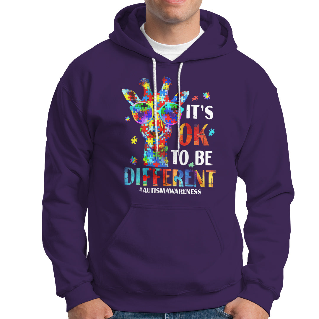 Cool Giraffe Autism Hoodie It's Ok To Be Different Jigsaw Puzzle - Wonder Print Shop