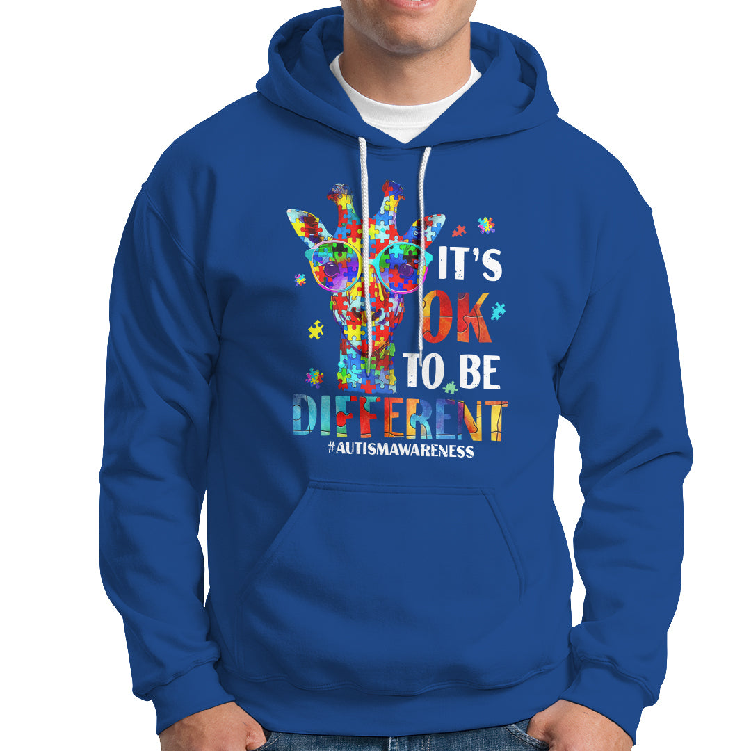 Cool Giraffe Autism Hoodie It's Ok To Be Different Jigsaw Puzzle - Wonder Print Shop
