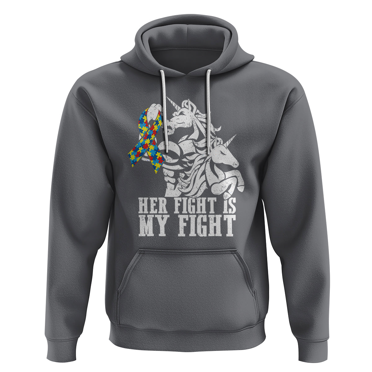 Unicorn Autism Dad Hoodie Her Fight Is My Fight Strong Fighters - Wonder Print Shop