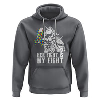 Unicorn Autism Dad Hoodie Her Fight Is My Fight Strong Fighters - Wonder Print Shop