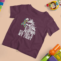 Unicorn Autism Dad T Shirt For Kid Her Fight Is My Fight Strong Fighters - Wonder Print Shop