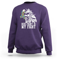 Unicorn Autism Dad Sweatshirt Her Fight Is My Fight Strong Fighters - Wonder Print Shop