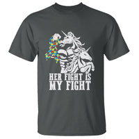 Unicorn Autism Dad T Shirt Her Fight Is My Fight Strong Fighters - Wonder Print Shop