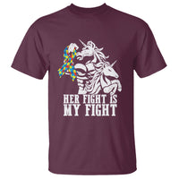Unicorn Autism Dad T Shirt Her Fight Is My Fight Strong Fighters - Wonder Print Shop