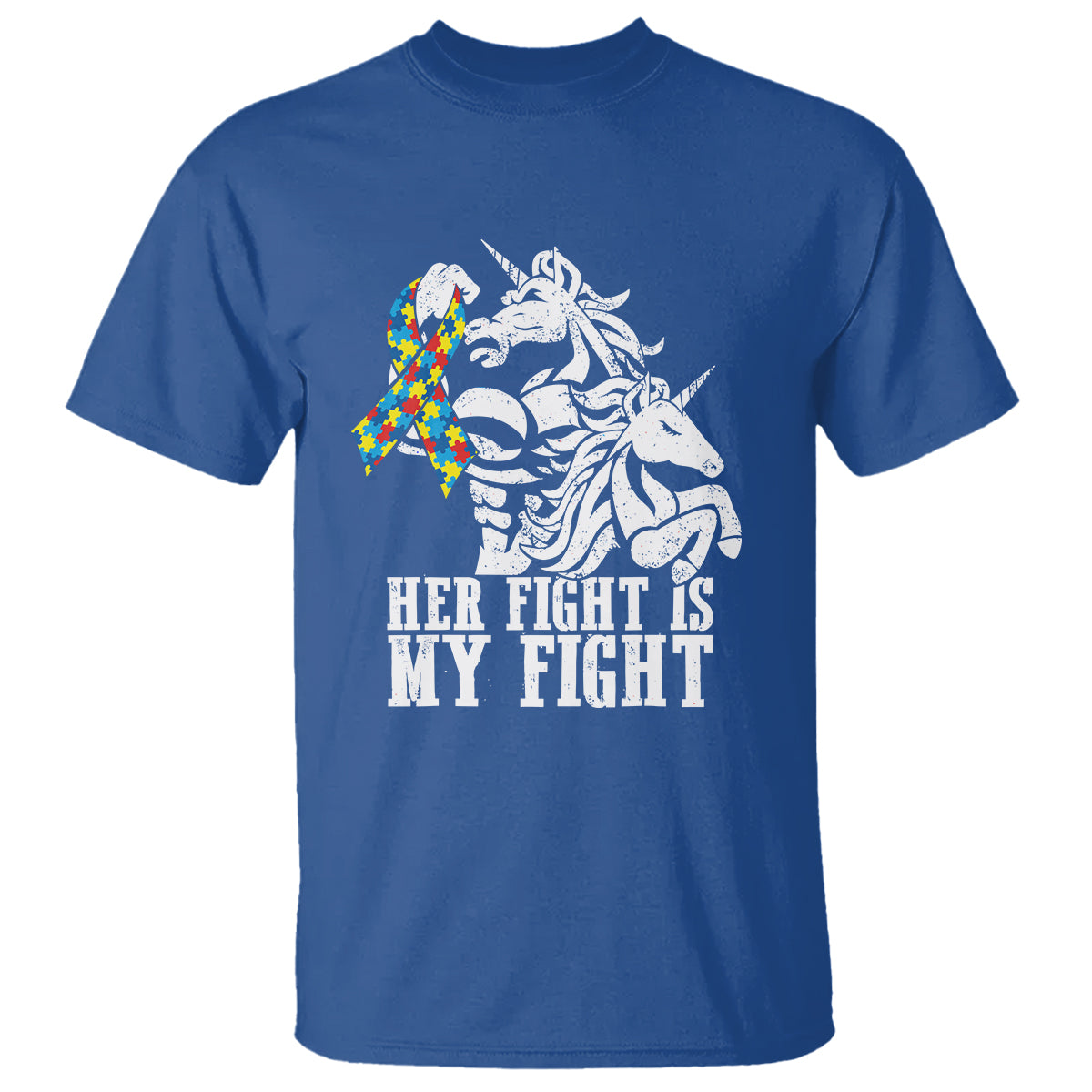 Unicorn Autism Dad T Shirt Her Fight Is My Fight Strong Fighters - Wonder Print Shop