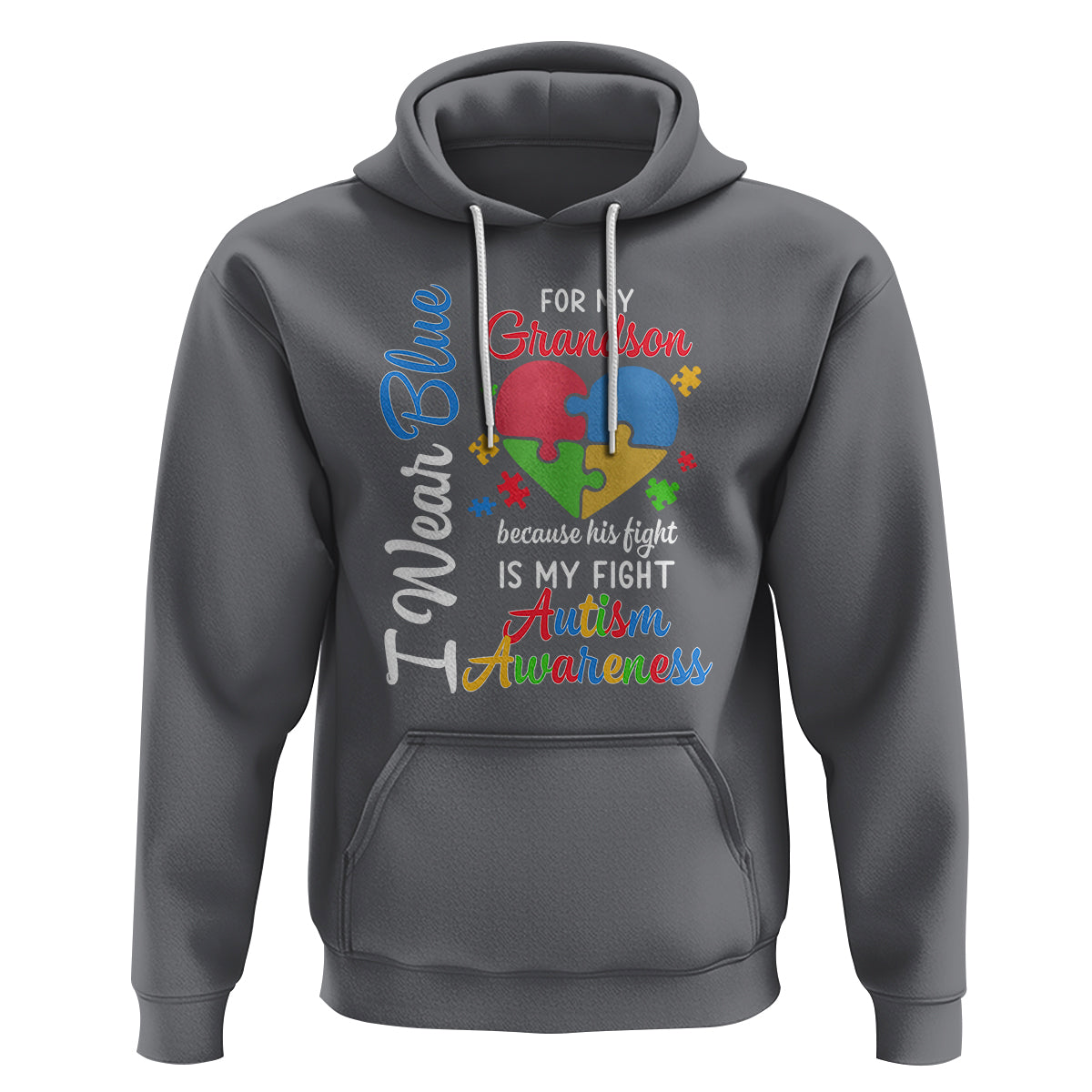 Autism Grandparents Hoodie I Wear Blue For My Grandson Because His Fight is My Fight Grandma Grandpa - Wonder Print Shop