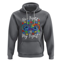 Autism Support Hoodie Her Fight Is My FightRainbow Infinity With Feather Butterflies - Wonder Print Shop