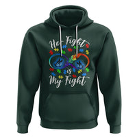 Autism Support Hoodie Her Fight Is My FightRainbow Infinity With Feather Butterflies - Wonder Print Shop