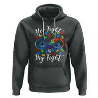 Autism Support Hoodie Her Fight Is My FightRainbow Infinity With Feather Butterflies - Wonder Print Shop