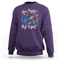Autism Support Sweatshirt Her Fight Is My FightRainbow Infinity With Feather Butterflies - Wonder Print Shop