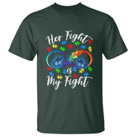 Autism Support T Shirt Her Fight Is My FightRainbow Infinity With Feather Butterflies - Wonder Print Shop