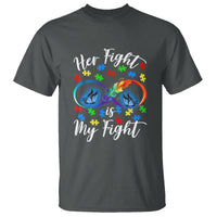 Autism Support T Shirt Her Fight Is My FightRainbow Infinity With Feather Butterflies - Wonder Print Shop
