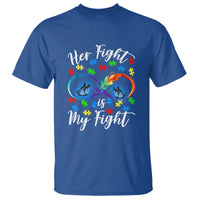 Autism Support T Shirt Her Fight Is My FightRainbow Infinity With Feather Butterflies - Wonder Print Shop