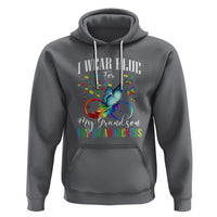 Autism Grandparents Hoodie I Wear Blue For My Grandson Grandma Grandpa Rainbow Infinity with Feather Butterfly - Wonder Print Shop
