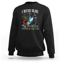 Autism Grandparents Sweatshirt I Wear Blue For My Grandson Grandma Grandpa Rainbow Infinity with Feather Butterfly - Wonder Print Shop