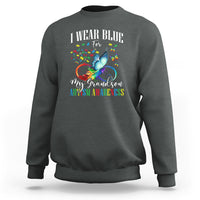 Autism Grandparents Sweatshirt I Wear Blue For My Grandson Grandma Grandpa Rainbow Infinity with Feather Butterfly - Wonder Print Shop