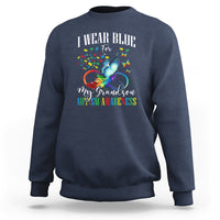 Autism Grandparents Sweatshirt I Wear Blue For My Grandson Grandma Grandpa Rainbow Infinity with Feather Butterfly - Wonder Print Shop