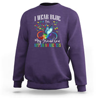 Autism Grandparents Sweatshirt I Wear Blue For My Grandson Grandma Grandpa Rainbow Infinity with Feather Butterfly - Wonder Print Shop