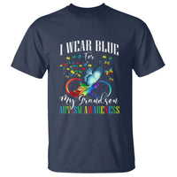 Autism Grandparents T Shirt I Wear Blue For My Grandson Grandma Grandpa Rainbow Infinity with Feather Butterfly - Wonder Print Shop