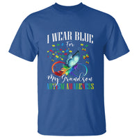 Autism Grandparents T Shirt I Wear Blue For My Grandson Grandma Grandpa Rainbow Infinity with Feather Butterfly - Wonder Print Shop