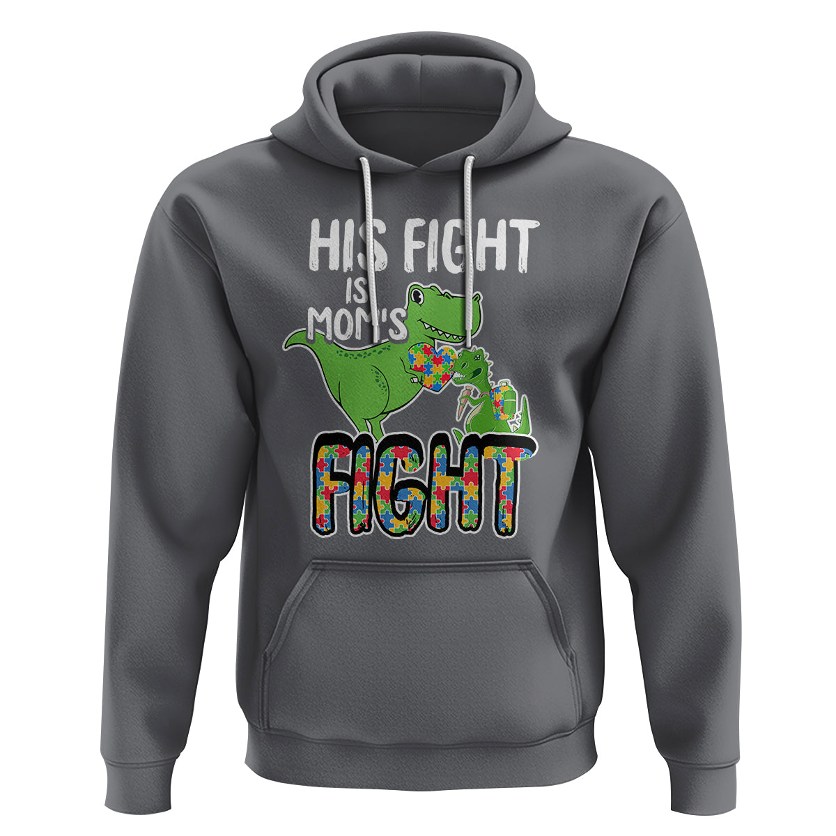 Dinosaur Autism Mama Hoodie His Fight Is Mom's Fight Acceot Love Support Jigsaw Puzzle - Wonder Print Shop