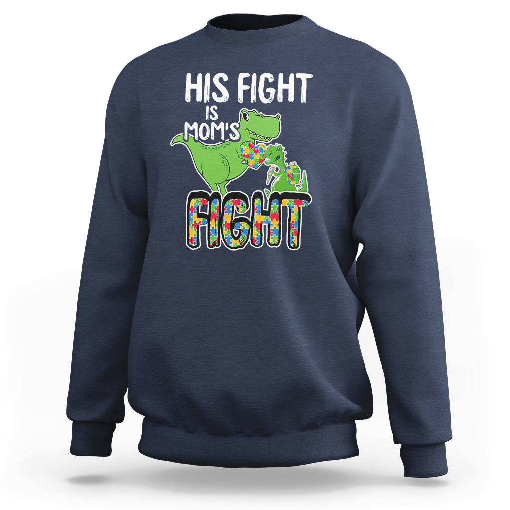 Dinosaur Autism Mama Sweatshirt His Fight Is Mom's Fight Acceot Love Support Jigsaw Puzzle - Wonder Print Shop