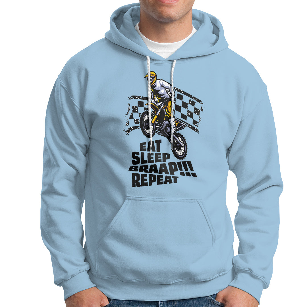 Funny Eat Sleep Braap Repeat Dirtbike Hoodie - Wonder Print Shop