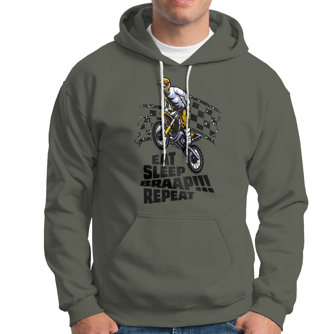 Funny Eat Sleep Braap Repeat Dirtbike Hoodie - Wonder Print Shop