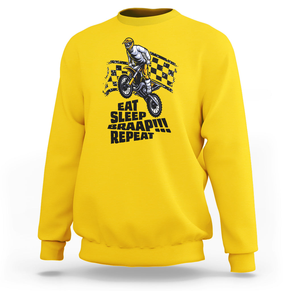 Funny Eat Sleep Braap Repeat Dirtbike Sweatshirt - Wonder Print Shop