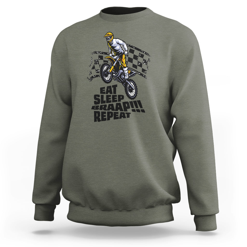 Funny Eat Sleep Braap Repeat Dirtbike Sweatshirt - Wonder Print Shop