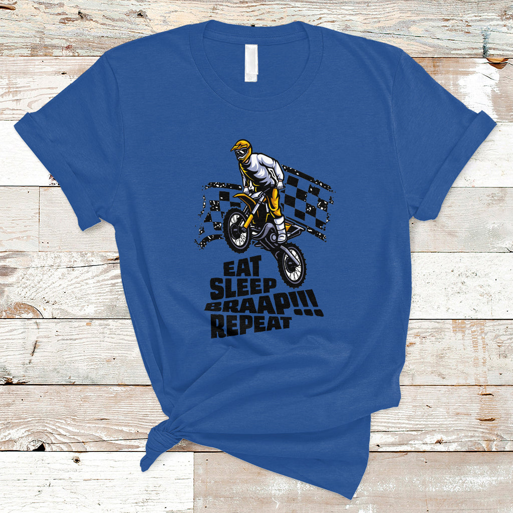 Funny Eat Sleep Braap Repeat Dirtbike T Shirt - Wonder Print Shop