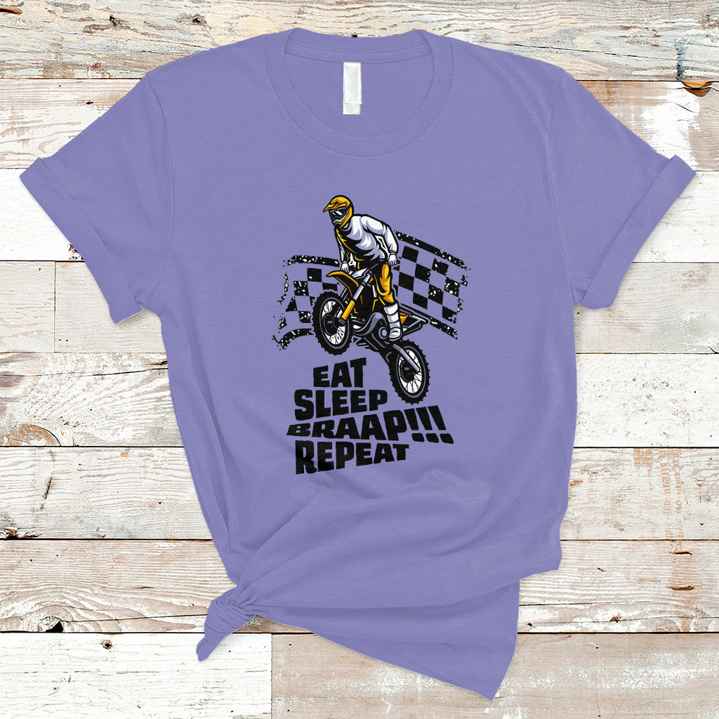 Funny Eat Sleep Braap Repeat Dirtbike T Shirt - Wonder Print Shop