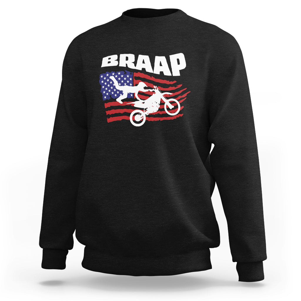 Braap Sweatshirt Vintage American Flag - Wonder Print Shop