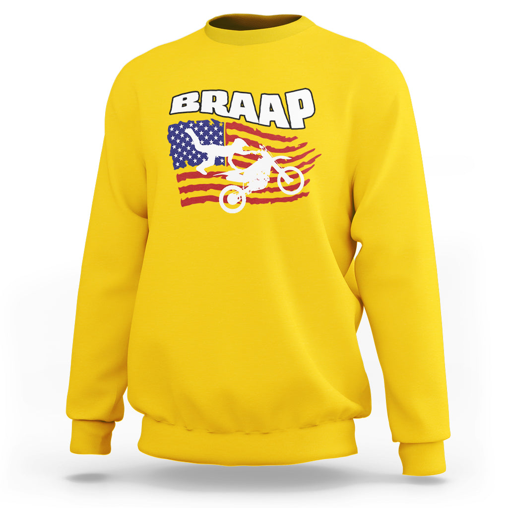 Braap Sweatshirt Vintage American Flag - Wonder Print Shop