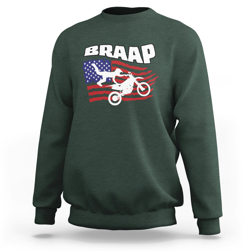 Braap Sweatshirt Vintage American Flag - Wonder Print Shop