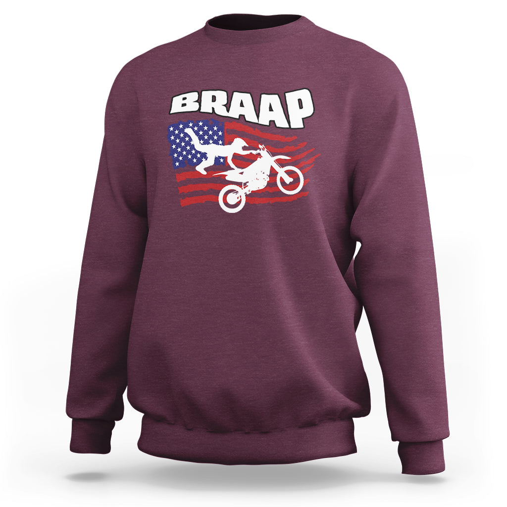 Braap Sweatshirt Vintage American Flag - Wonder Print Shop
