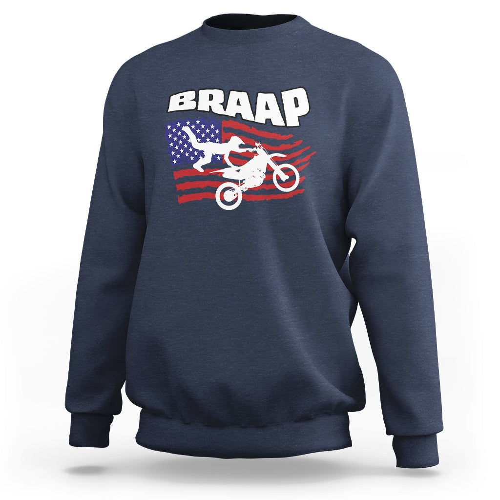Braap Sweatshirt Vintage American Flag - Wonder Print Shop