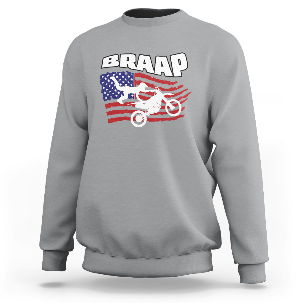 Braap Sweatshirt Vintage American Flag - Wonder Print Shop