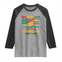Juneteenth Raglan Shirt Breaking Every Chain Since 1865 American Flag