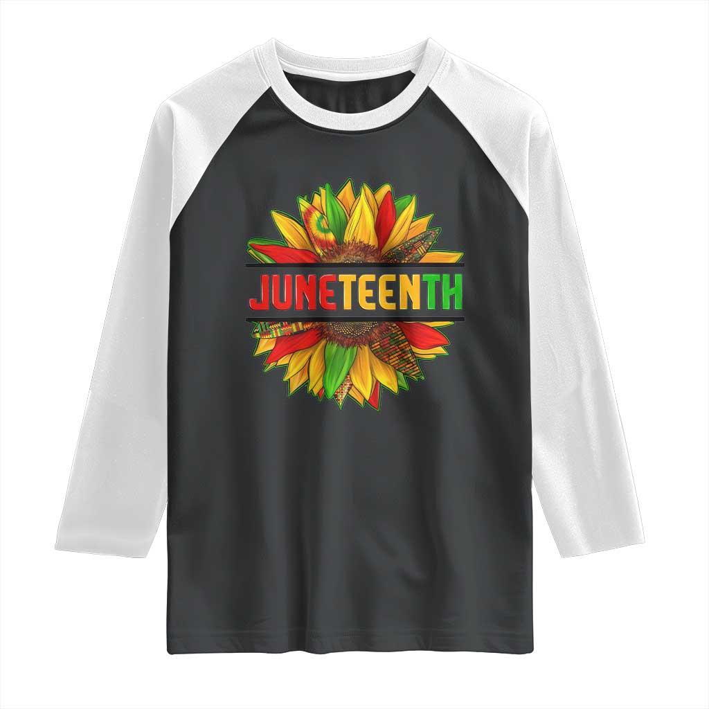 Juneteenth Raglan Shirt Sunflower with Fist Black History