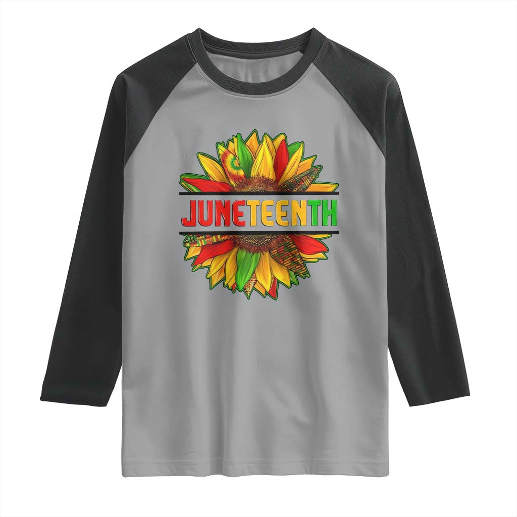 Juneteenth Raglan Shirt Sunflower with Fist Black History