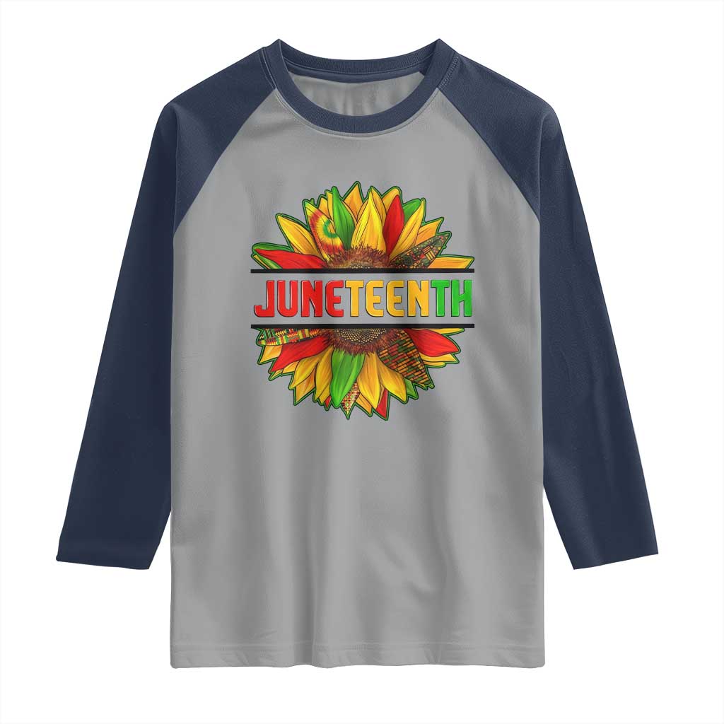 Juneteenth Raglan Shirt Sunflower with Fist Black History