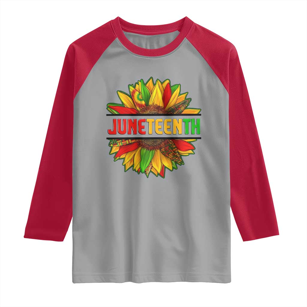 Juneteenth Raglan Shirt Sunflower with Fist Black History