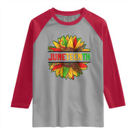Juneteenth Raglan Shirt Sunflower with Fist Black History